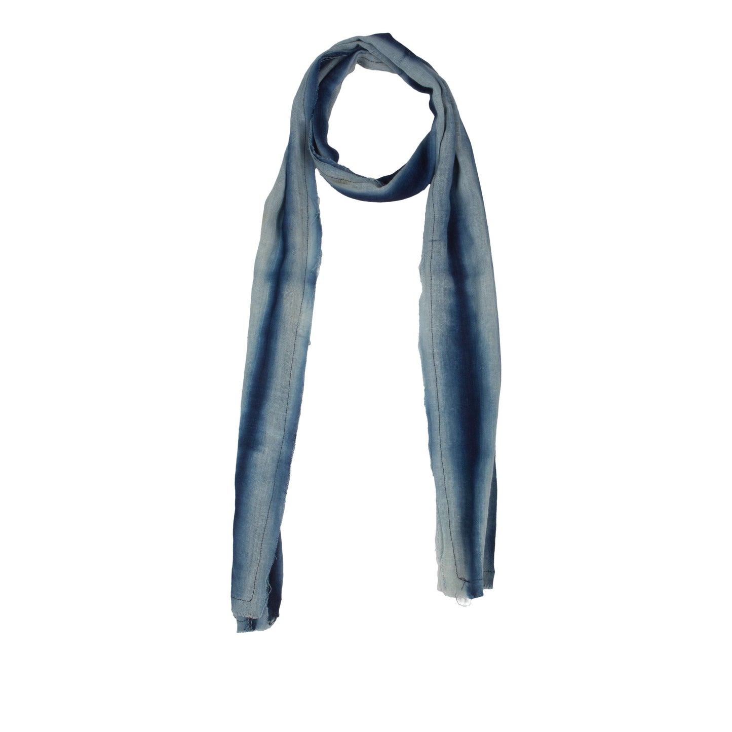 AJASA LONG SLIM SCARF INDIGO-IVORY BLOCK STRIPE
