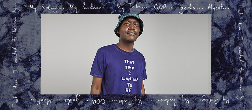 Model wearing Post-Imperial poem t-shirt