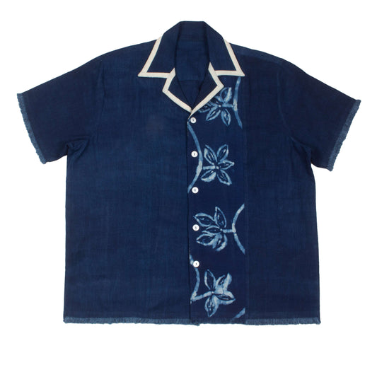AJASA CAMP SHIRT - INDIGO/GALACTIC STEM PRINT