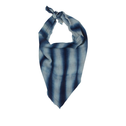 ASAJA TRI-FOULARD INDIGO-IVORY BLOCK STRIPE